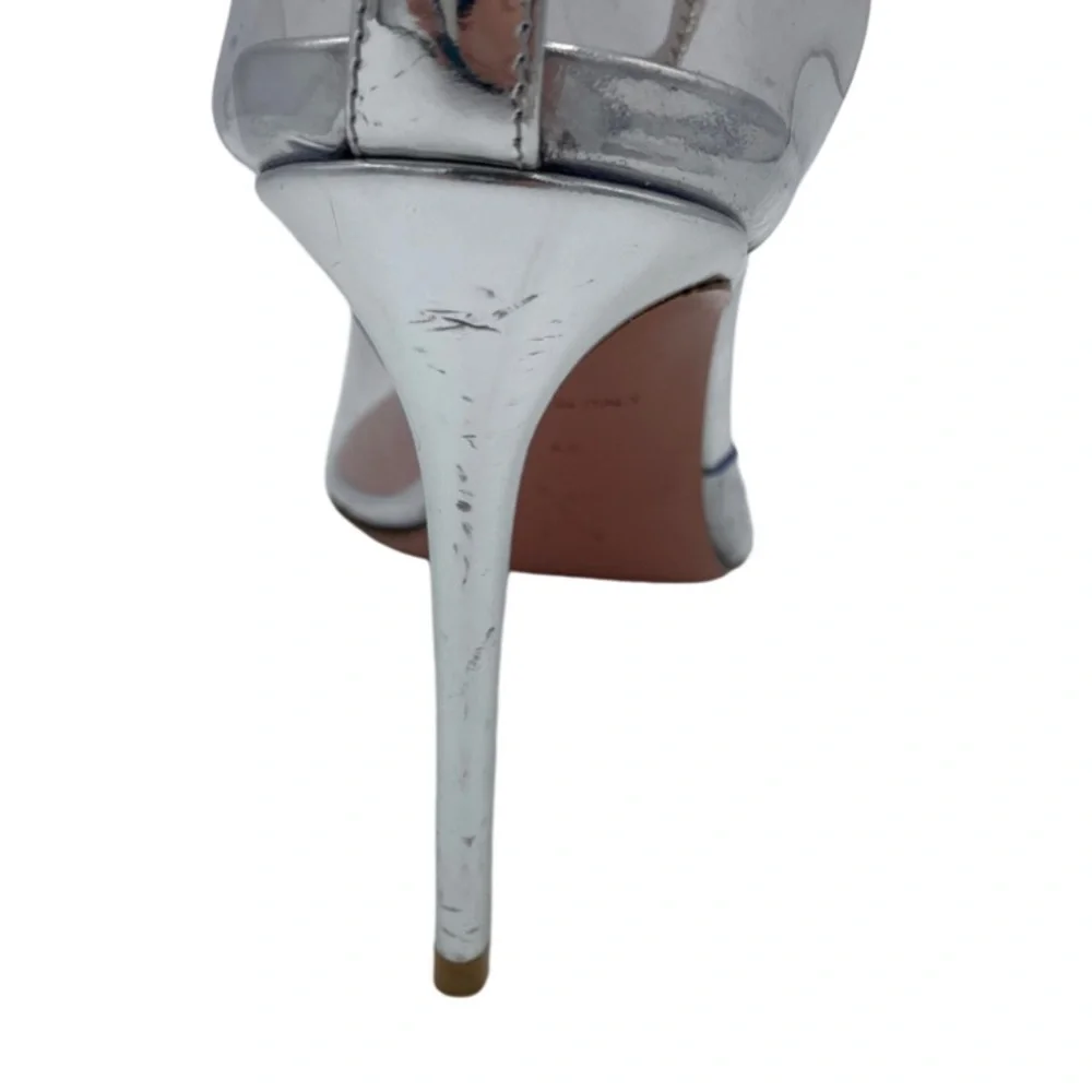 NWOB Amina Muaddi Ursina Glass Crystal-embellished PVC Pointed Toe Heels - Picture 10 of 10